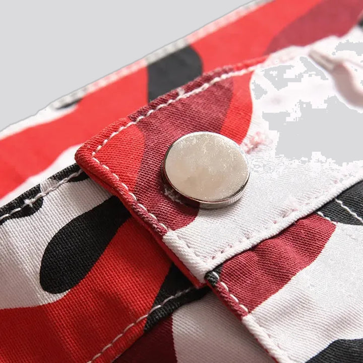 Elastic stylish camouflage men's jeans pants