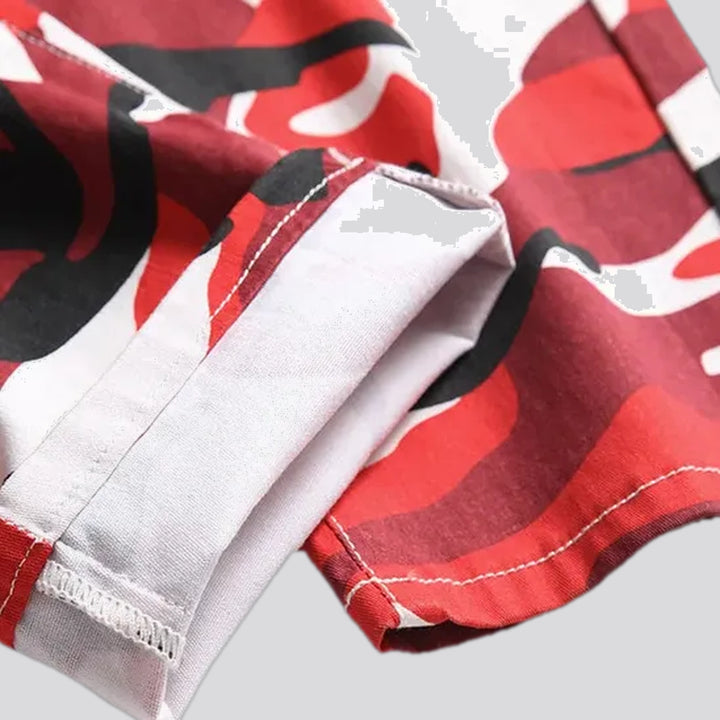 Elastic stylish camouflage men's jeans pants