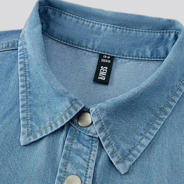 Casual colored oversized women's jean shirt