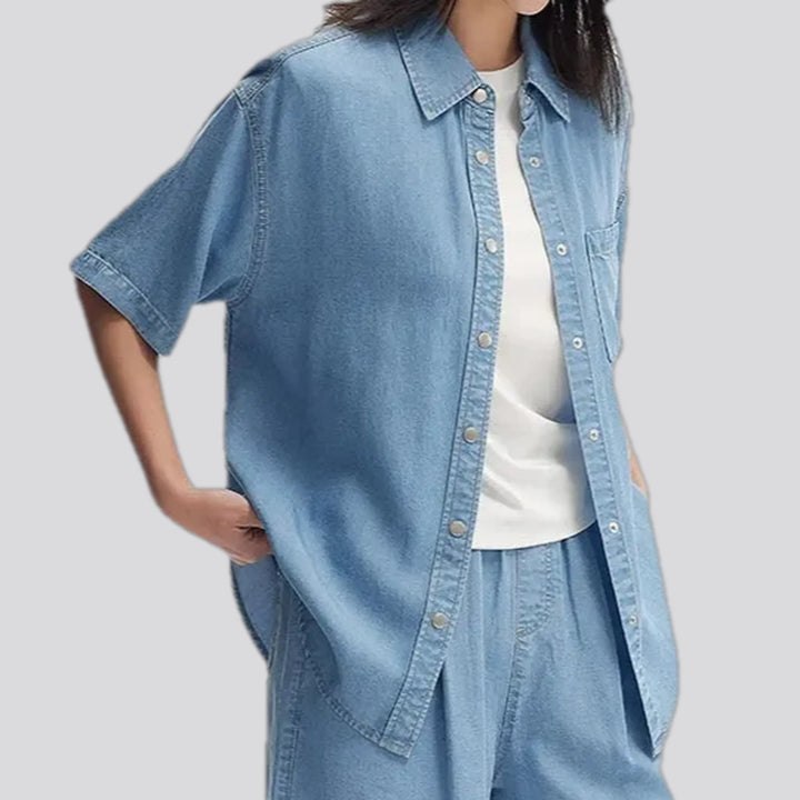 Casual colored oversized women's jean shirt