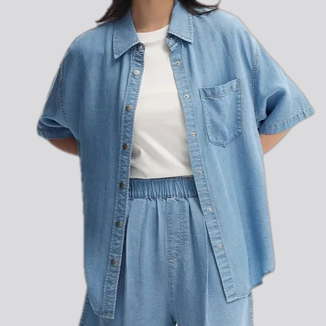 Casual colored oversized women's jean shirt