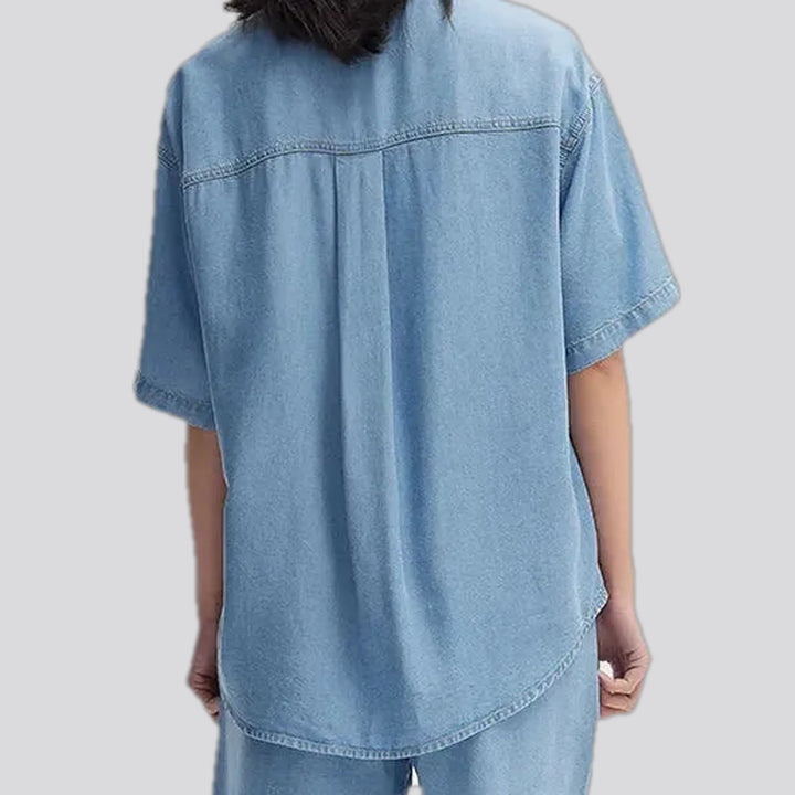 Casual colored oversized women's jean shirt