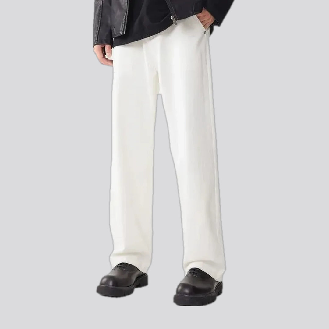 Stylish loose-fit mid-rise men's denim pants